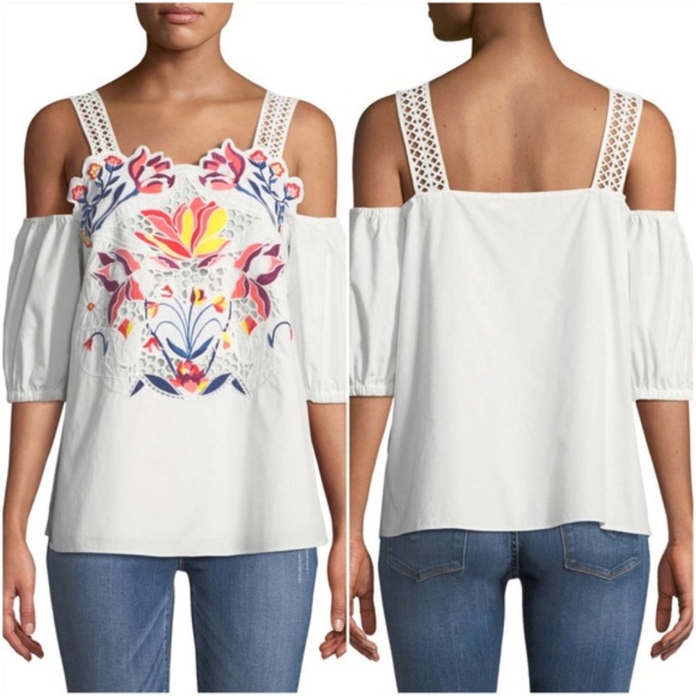 Tanya Taylor Marja Embroidered Top Size 4
